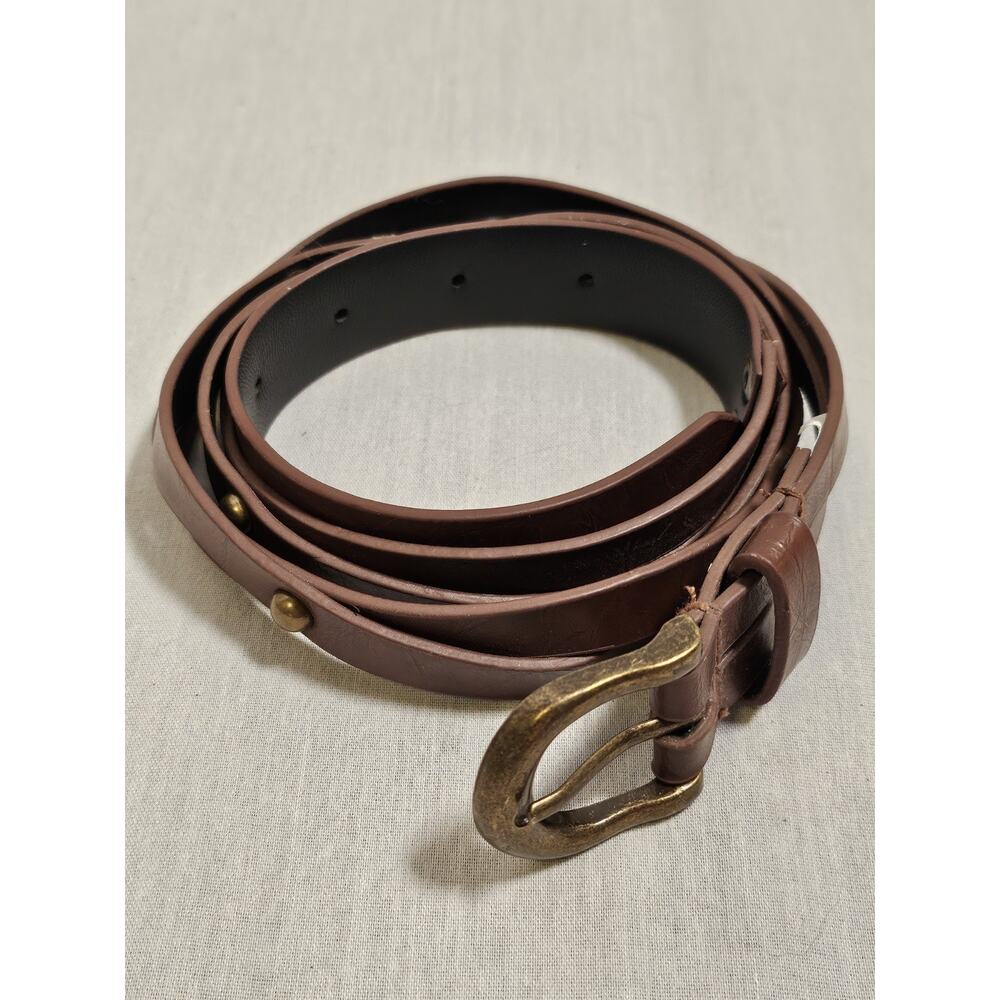 Gap Women's Brown Leather Braided Belt - Gold Rivets - 31" - 35" - Vintage